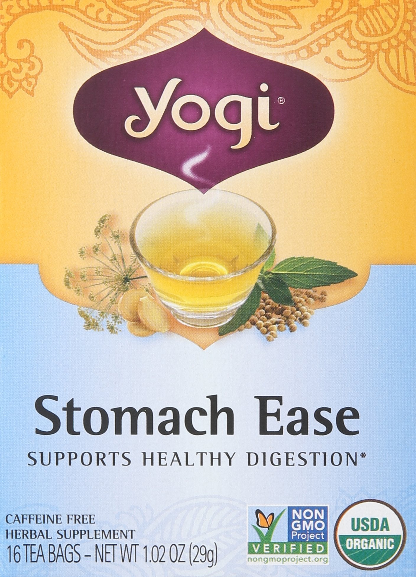 Yogi Tea Stomach Ease Herbal Supplement Tea Bags 16 ct